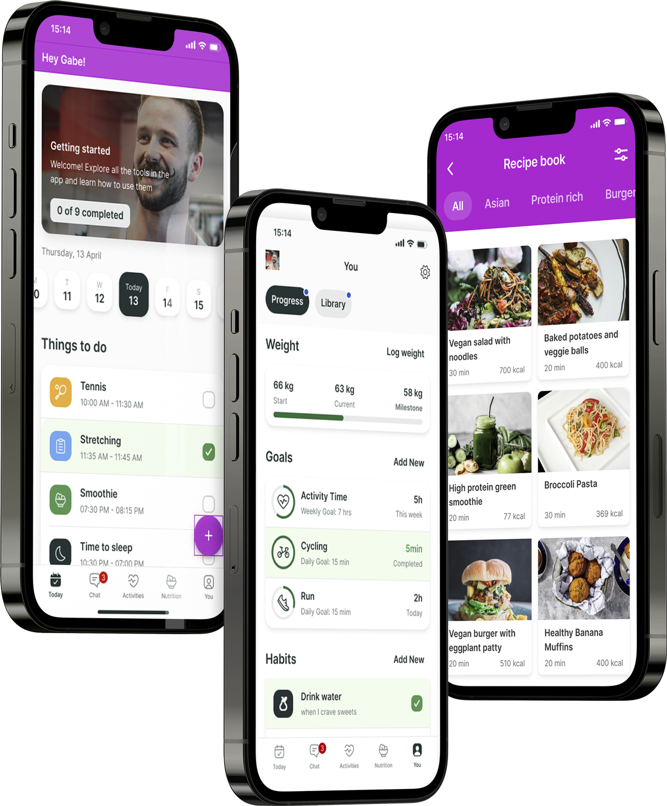 A mockup of the coaching app showcasing the features.